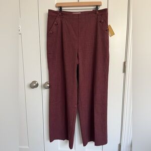Michael Kors Burgundy Wide-Leg Sailor Pants